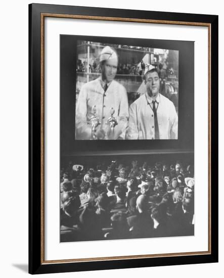 Audience at Omaha Theater Watching Abbott and Costello in Feature Picture "Who Done It"-Alfred Eisenstaedt-Framed Premium Photographic Print