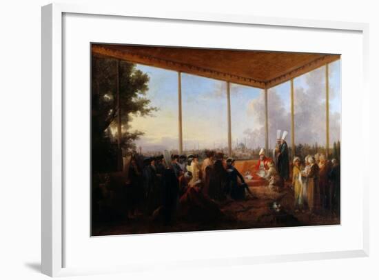 Audience Given in Constantinople by the Grand Vizier Aimali Carac for Francois-Emmanuel Guignard-Francesco Giuseppe Casanova-Framed Giclee Print