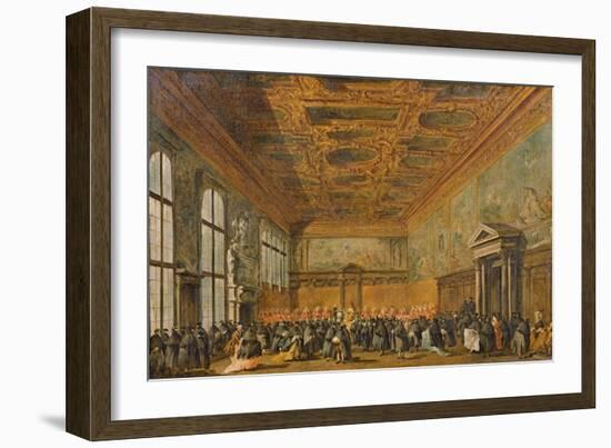 Audience Granted by the Doge of Venice in the College Room of Doge's Palace, C.1766-70-Francesco Guardi-Framed Giclee Print