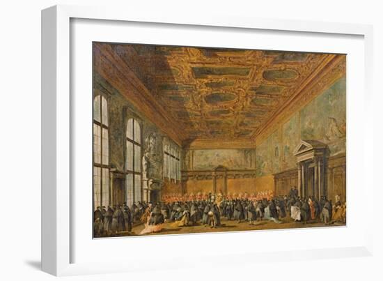 Audience Granted by the Doge of Venice in the College Room of Doge's Palace, C.1766-70-Francesco Guardi-Framed Giclee Print
