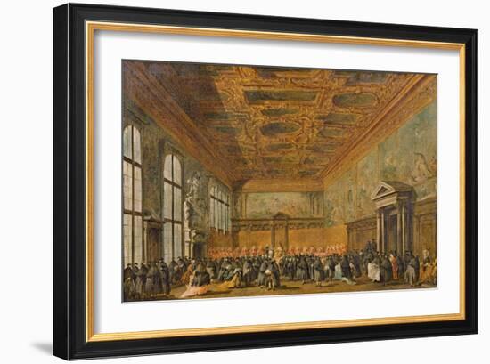 Audience Granted by the Doge of Venice in the College Room of Doge's Palace, C.1766-70-Francesco Guardi-Framed Giclee Print