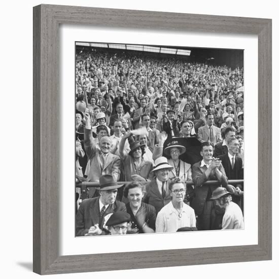 Audience Listening to Winston Churchill Speaking at Wolverhampton Football Field-null-Framed Photographic Print