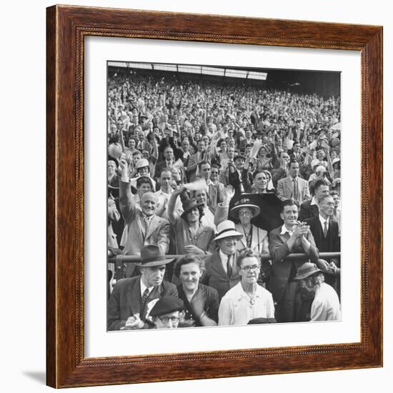 Audience Listening to Winston Churchill Speaking at Wolverhampton Football Field-null-Framed Photographic Print