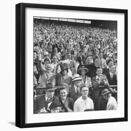 Audience Listening to Winston Churchill Speaking at Wolverhampton Football Field-null-Framed Photographic Print