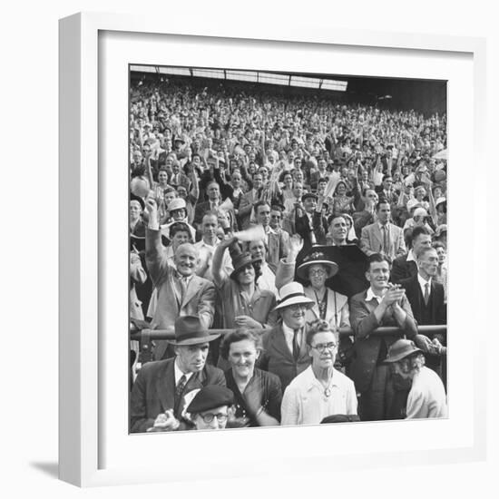 Audience Listening to Winston Churchill Speaking at Wolverhampton Football Field-null-Framed Photographic Print