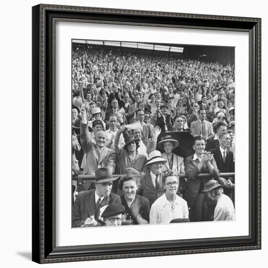 Audience Listening to Winston Churchill Speaking at Wolverhampton Football Field-null-Framed Photographic Print