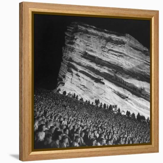 Audience Members Enjoying the Natural Acoustics of the Red Rocks Amphitheater During a Concert-John Florea-Framed Premier Image Canvas