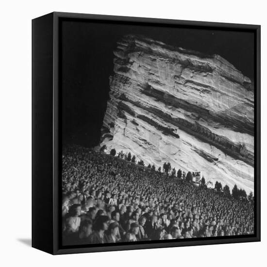 Audience Members Enjoying the Natural Acoustics of the Red Rocks Amphitheater During a Concert-John Florea-Framed Premier Image Canvas