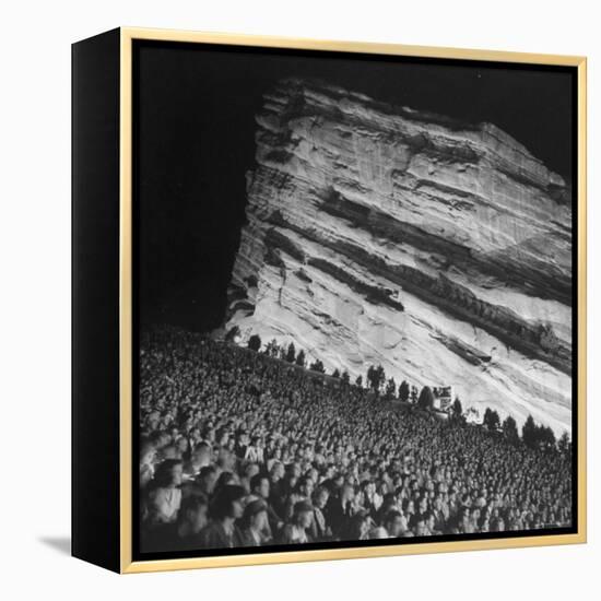 Audience Members Enjoying the Natural Acoustics of the Red Rocks Amphitheater During a Concert-John Florea-Framed Premier Image Canvas