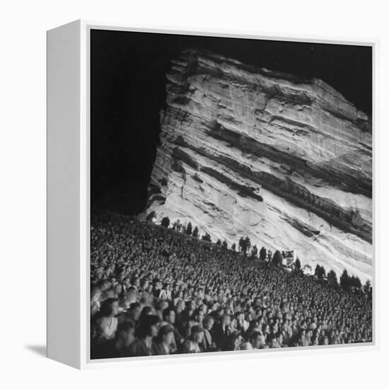 Audience Members Enjoying the Natural Acoustics of the Red Rocks Amphitheater During a Concert-John Florea-Framed Premier Image Canvas