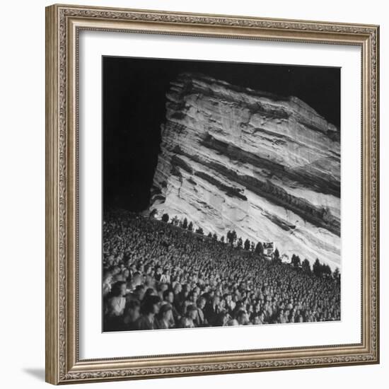 Audience Members Enjoying the Natural Acoustics of the Red Rocks Amphitheater During a Concert-John Florea-Framed Photographic Print