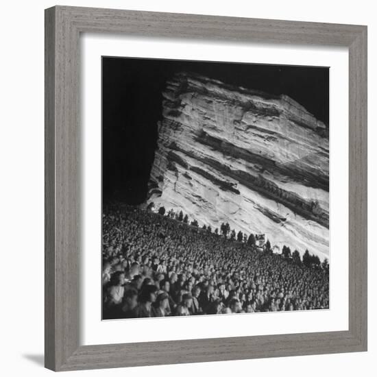 Audience Members Enjoying the Natural Acoustics of the Red Rocks Amphitheater During a Concert-John Florea-Framed Photographic Print