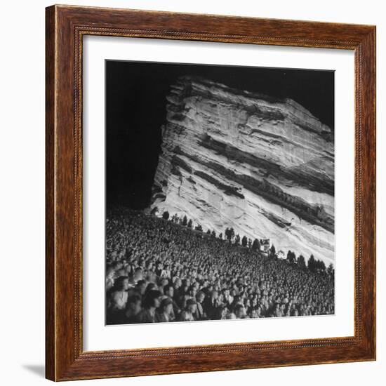 Audience Members Enjoying the Natural Acoustics of the Red Rocks Amphitheater During a Concert-John Florea-Framed Photographic Print