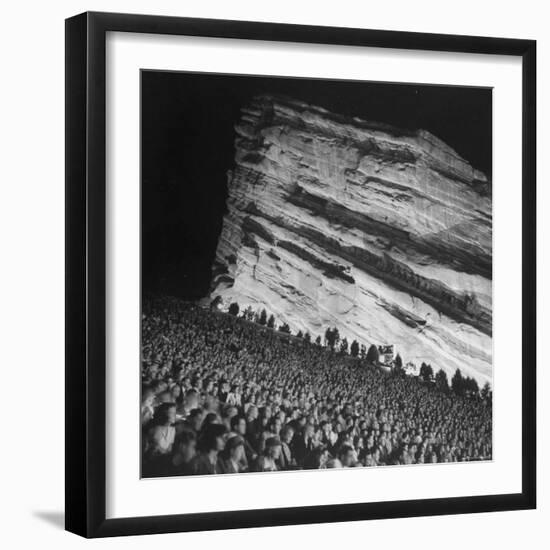 Audience Members Enjoying the Natural Acoustics of the Red Rocks Amphitheater During a Concert-John Florea-Framed Photographic Print