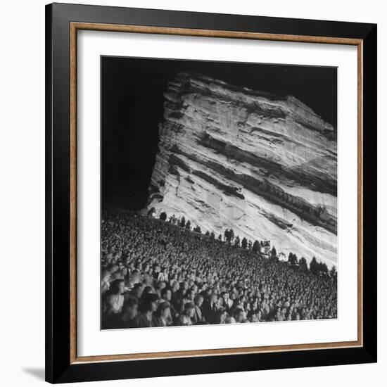 Audience Members Enjoying the Natural Acoustics of the Red Rocks Amphitheater During a Concert-John Florea-Framed Photographic Print