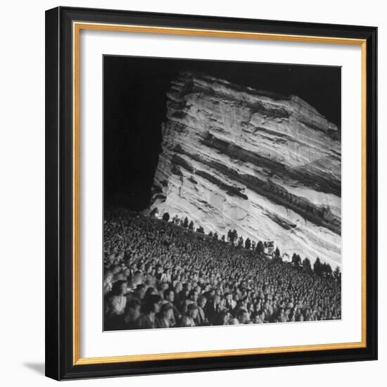 Audience Members Enjoying the Natural Acoustics of the Red Rocks Amphitheater During a Concert-John Florea-Framed Photographic Print