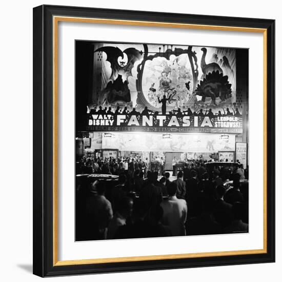 Audiences Gathered Outside Theater For the Brazilian Premiere of Walt Disney's "Fantasia"-Hart Preston-Framed Photographic Print