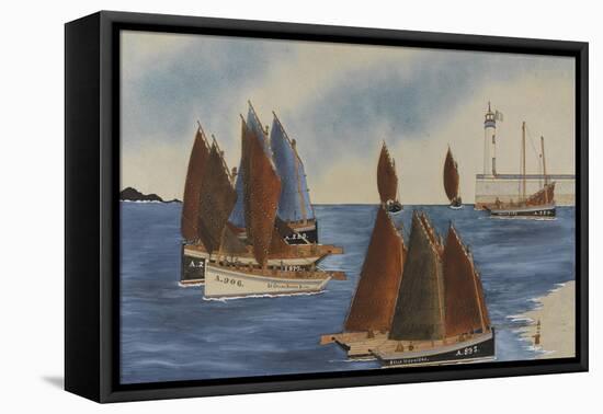 Audierne - entrée des bateaux sardiniers-null-Framed Premier Image Canvas