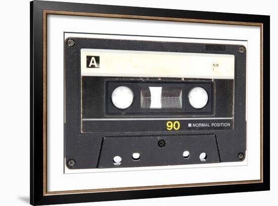 Audio Cassette Isolated on White-Zibedik-Framed Art Print