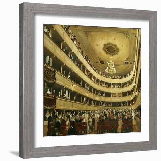 Auditorium in the "Altes Burgtheater", the old Court Theatre, replaced by a new building in 1888.-Gustav Klimt-Framed Giclee Print