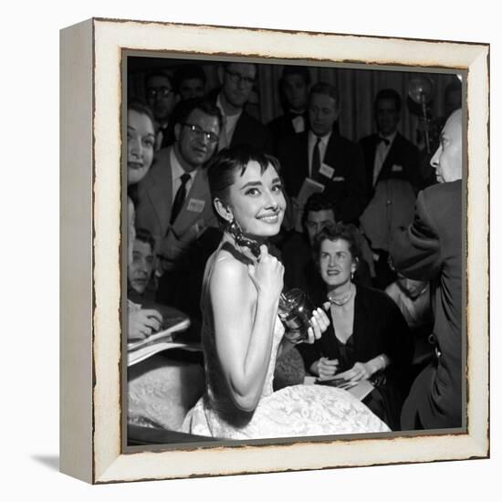 Audrey Hepburn, 1953. 26th Annual Academy Awards, Best Actress for "Roman Holiday"-null-Framed Premier Image Canvas