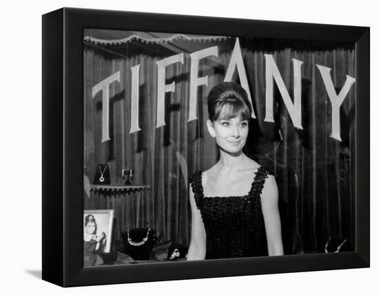 Audrey Hepburn, at a Press Event for Breakfast at Tiffany'S, 1961-null-Framed Stretched Canvas