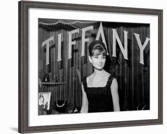 Audrey Hepburn, at a Press Event for Breakfast at Tiffany'S, 1961-null-Framed Photo