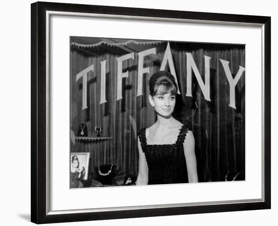 Audrey Hepburn, at a Press Event for Breakfast at Tiffany'S, 1961-null-Framed Photo