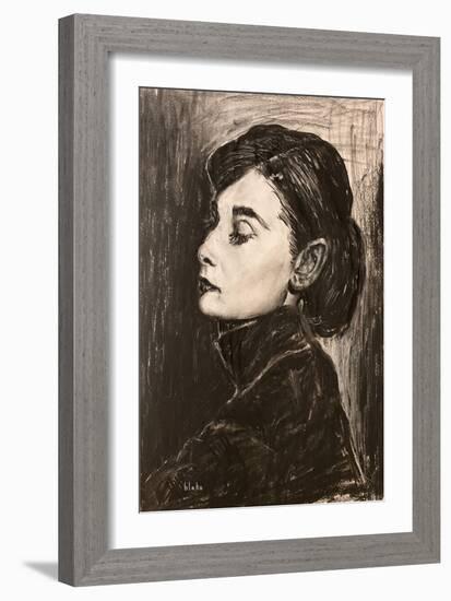 Audrey Hepburn, C.2021 (Charcoal on Paper)-Blake Munch-Framed Giclee Print