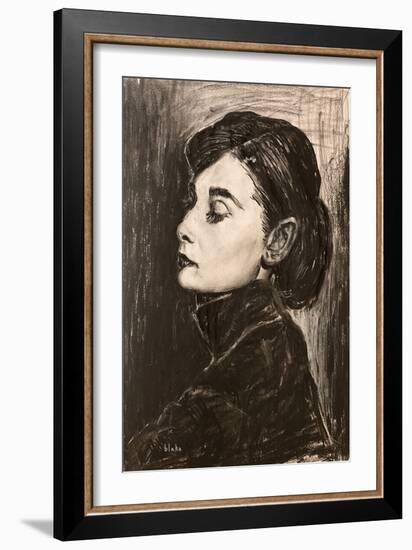 Audrey Hepburn, C.2021 (Charcoal on Paper)-Blake Munch-Framed Giclee Print