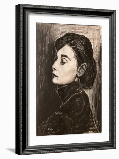Audrey Hepburn, C.2021 (Charcoal on Paper)-Blake Munch-Framed Giclee Print