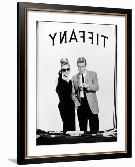 Audrey Hepburn, George Peppard. "Breakfast At Tiffany's" 1961, Directed by Blake Edwards-null-Framed Photographic Print