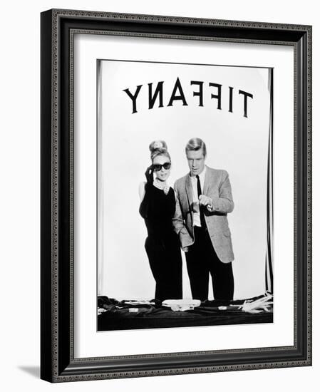 Audrey Hepburn, George Peppard. "Breakfast At Tiffany's" 1961, Directed by Blake Edwards-null-Framed Photographic Print