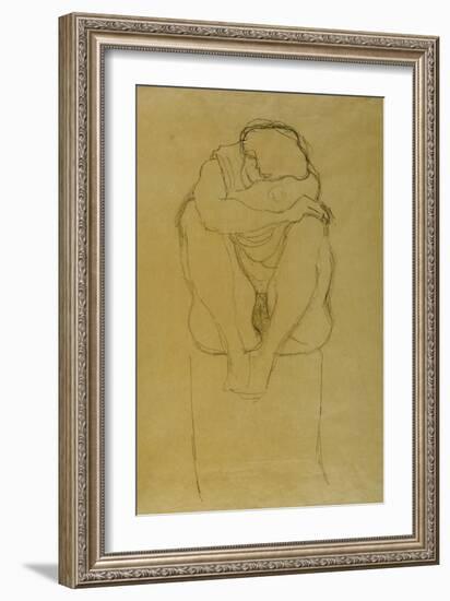 Auf Postament Kauernder Halbakt-Gustav Klimt-Framed Giclee Print