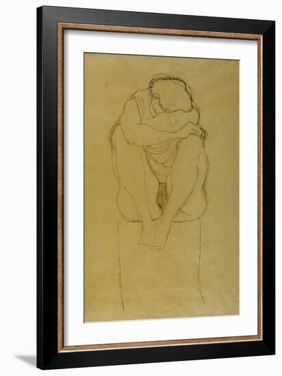 Auf Postament Kauernder Halbakt-Gustav Klimt-Framed Giclee Print
