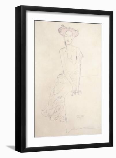 Aug Ruhubeit the Young Woman, Supporting Herself with Her Hands, 1908-Gustav Klimt-Framed Giclee Print