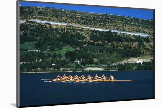 August 1960: U.S. Oar Crew Practicing on Lake Lugane, 1960 Rome Summer Olympic Games-James Whitmore-Mounted Photographic Print