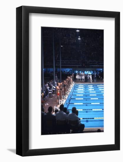 August 1960: Unidentified Swim Race in the Stadio Del Nuoto, 1960 Rome Summer Olympic Games-James Whitmore-Framed Photographic Print