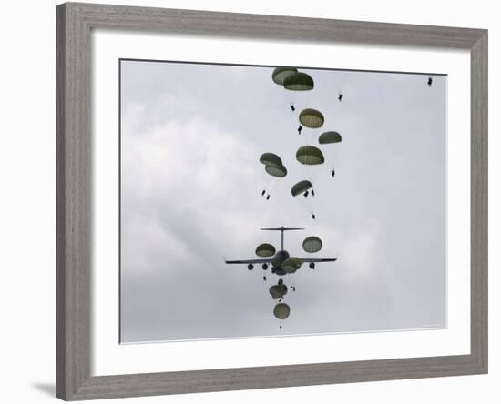 August 21, Army Soldiers Jump out of a C-17 Globemaster III-Stocktrek Images-Framed Photographic Print