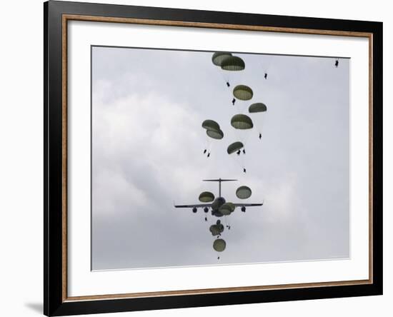 August 21, Army Soldiers Jump out of a C-17 Globemaster III-Stocktrek Images-Framed Photographic Print