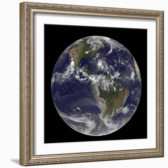 August 24, 2011 - Satellite View of the Full Earth with Hurricane Irene Visible over the Bahamas-Stocktrek Images-Framed Photographic Print