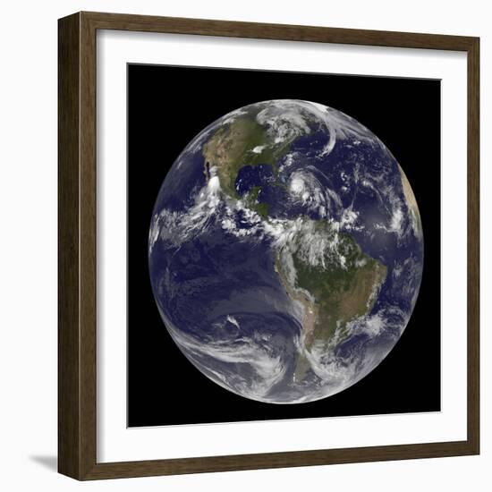 August 24, 2011 - Satellite View of the Full Earth with Hurricane Irene Visible over the Bahamas-Stocktrek Images-Framed Photographic Print
