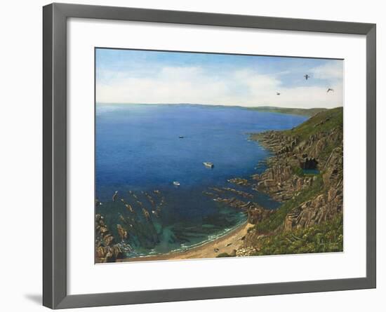 August Afternoon - Whitsand Bay from Rame Head Cornwall-Richard Harpum-Framed Art Print