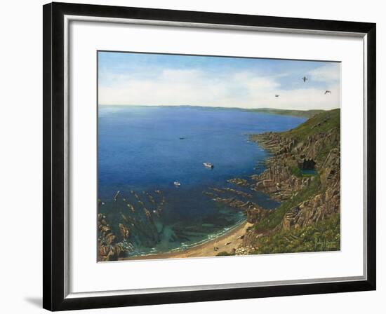 August Afternoon - Whitsand Bay from Rame Head Cornwall-Richard Harpum-Framed Art Print