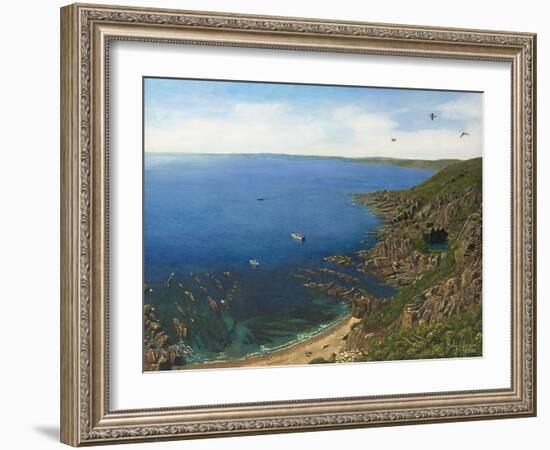 August Afternoon - Whitsand Bay from Rame Head Cornwall-Richard Harpum-Framed Art Print