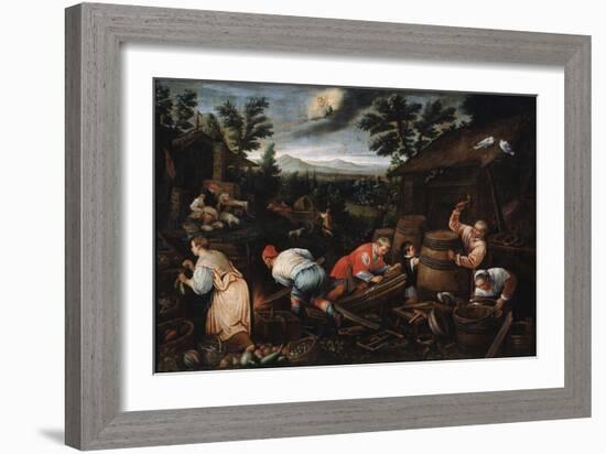 August' (From the Series 'The Seasons), Late 16th or Early 17th Century-Leandro Bassano-Framed Giclee Print