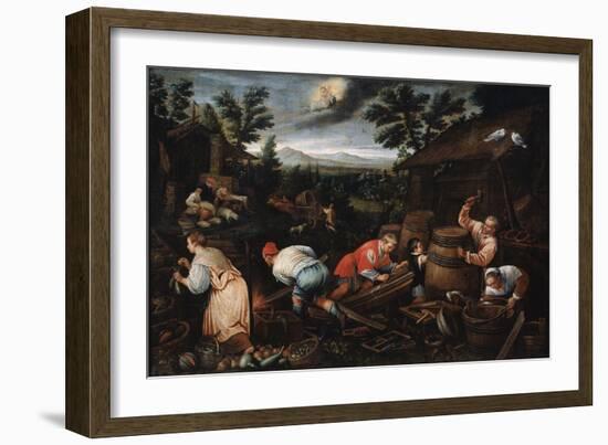 August' (From the Series 'The Seasons), Late 16th or Early 17th Century-Leandro Bassano-Framed Giclee Print