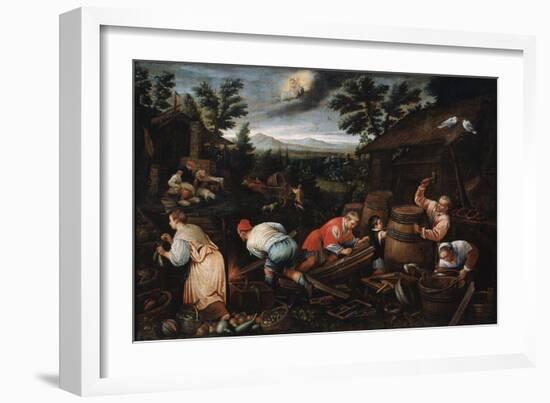 August' (From the Series 'The Seasons), Late 16th or Early 17th Century-Leandro Bassano-Framed Giclee Print