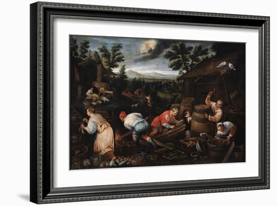 August' (From the Series 'The Seasons), Late 16th or Early 17th Century-Leandro Bassano-Framed Giclee Print
