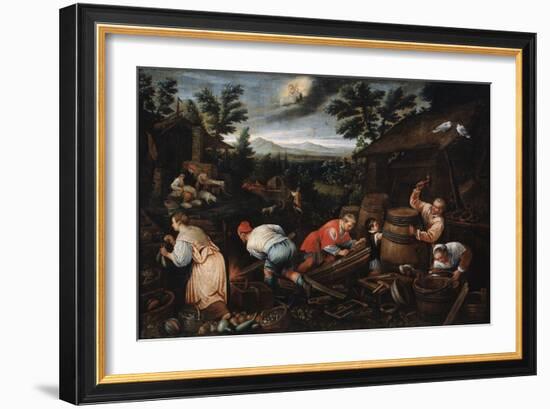 August' (From the Series 'The Seasons), Late 16th or Early 17th Century-Leandro Bassano-Framed Giclee Print